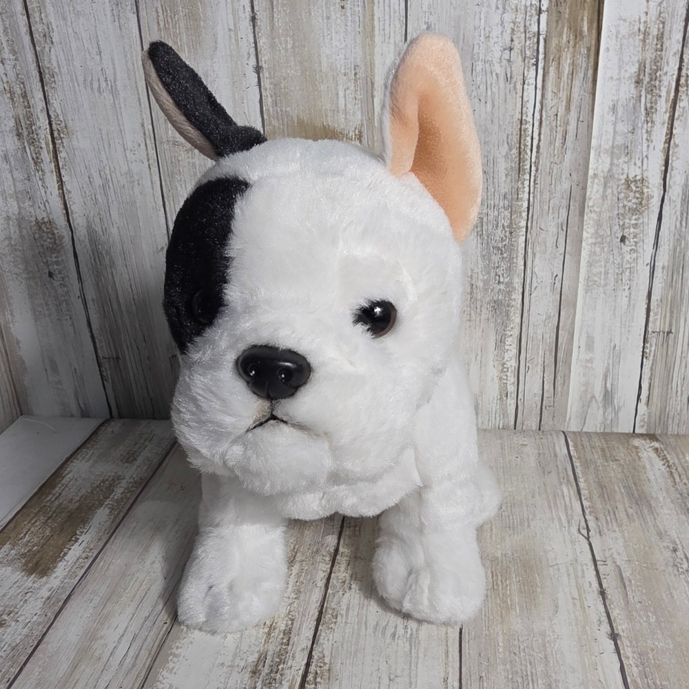 Toys R Us French Bulldog Plush Stuffed Animal White Black Eye Patch 2016 Puppy